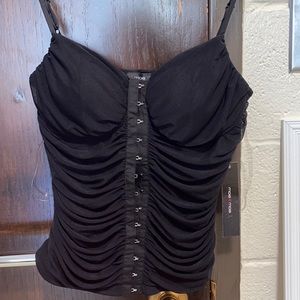 Black chiffon corset top
